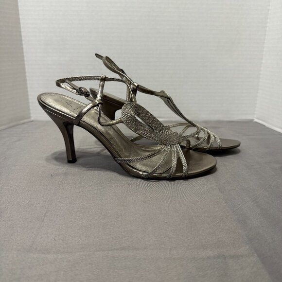 Women's Adrianna Papell Strappy Heels Gunmetal Megan - Size 9.5M - Picture 2 of 6